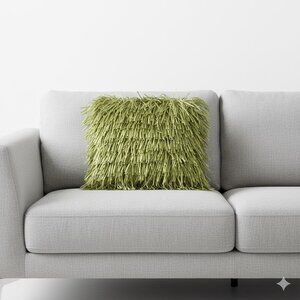425 South Los Angeles Metallic Lime Green Ribbon Fringe Pillow cover 20”x20”